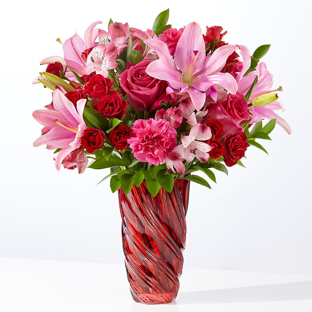 In Love Bouquet with Luxe Swirl Vase – Coupeville Florist, Coupeville WA
