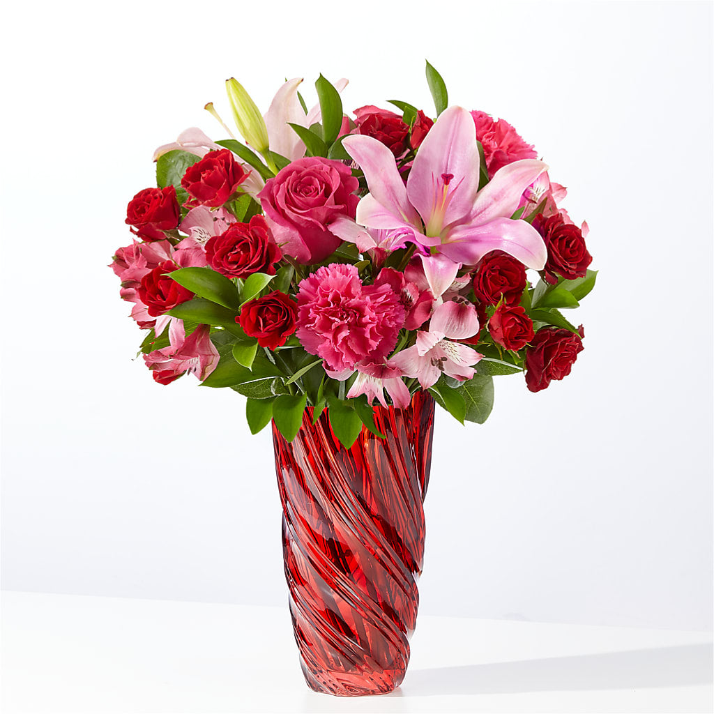In Love Bouquet with Luxe Swirl Vase – Coupeville Florist, Coupeville WA