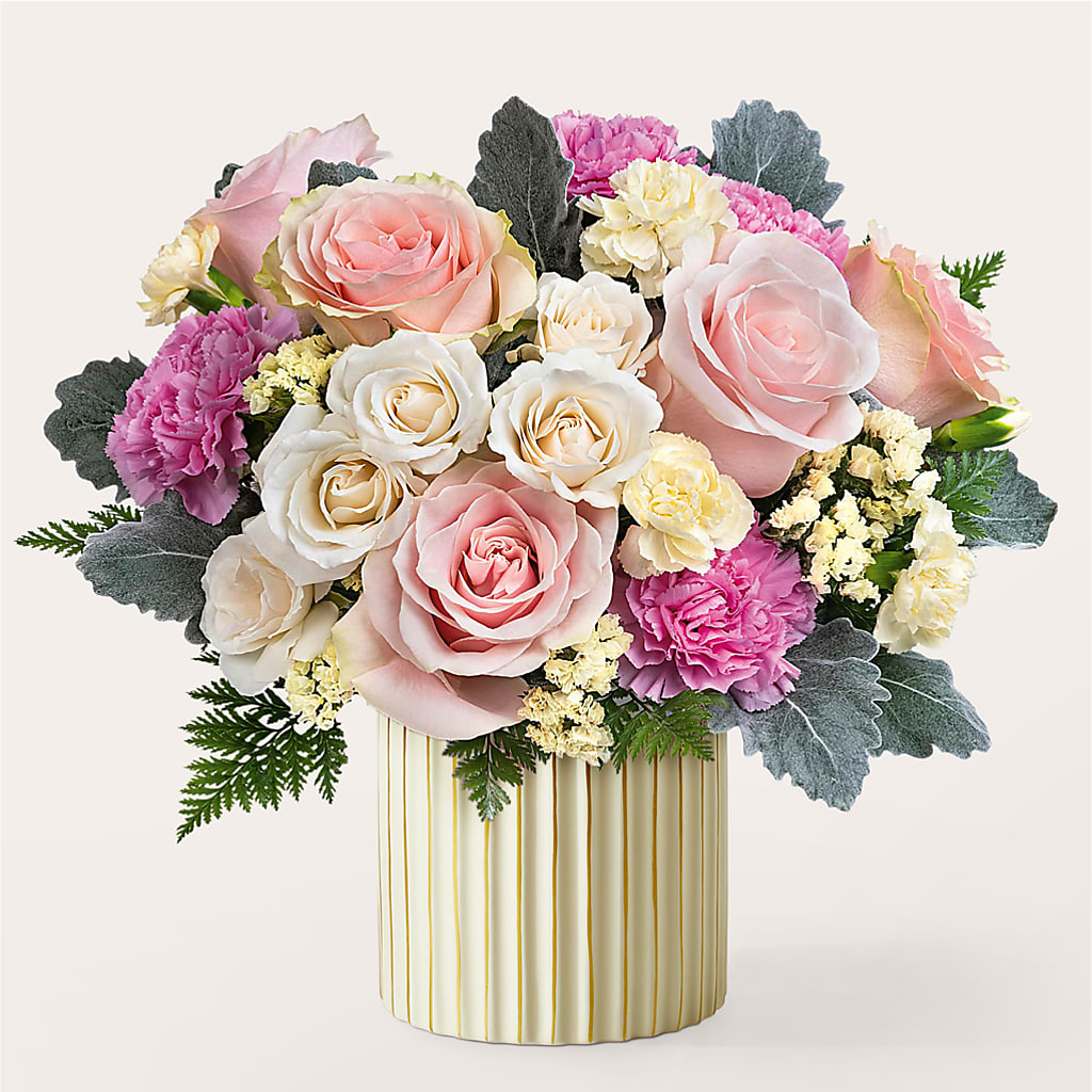 Blissful Moments Bouquet with Ivory Vase – Coupeville Florist, Coupeville WA