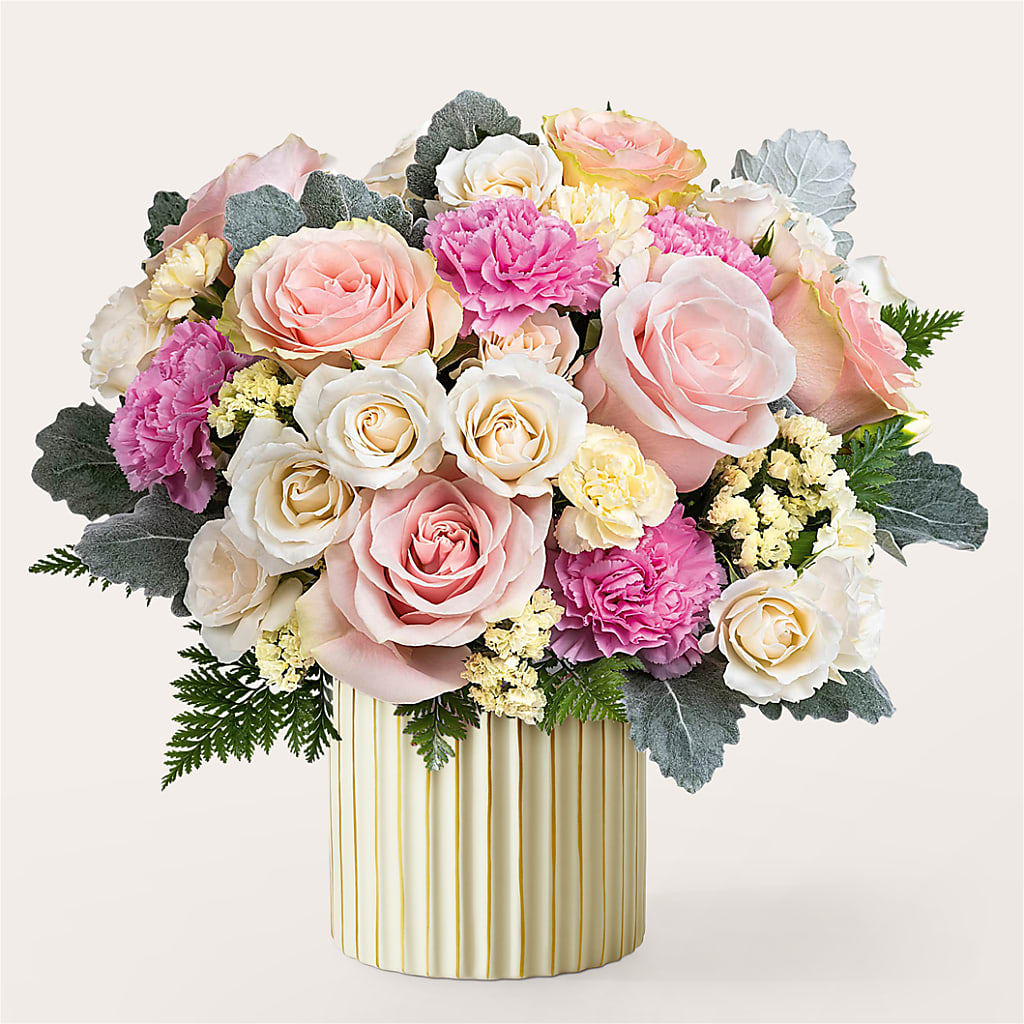 Blissful Moments Bouquet with Ivory Vase – Coupeville Florist, Coupeville WA