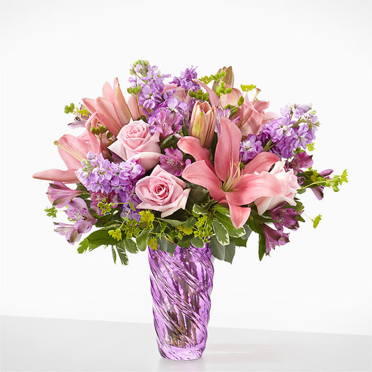 Precious Petals Bouquet with Luxe Swirl Vase –  Coupeville Florist, Coupeville WA