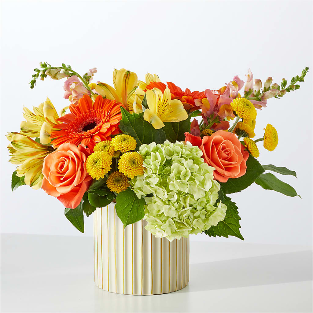 Autumn Sunshine Bouquet with Ivory Vase –  Coupeville Florist, Coupeville WA