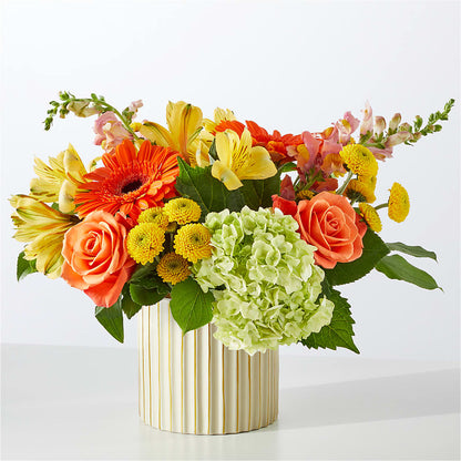 Autumn Sunshine Bouquet with Ivory Vase –  Coupeville Florist, Coupeville WA