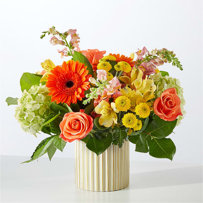 Autumn Sunshine Bouquet with Ivory Vase –  Coupeville Florist, Coupeville WA