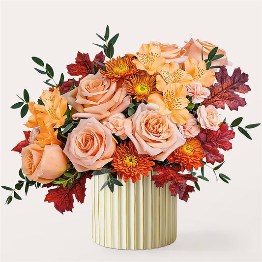 Spiced Latte Bouquet with Ivory Vase –  Coupeville Florist, Coupeville WA