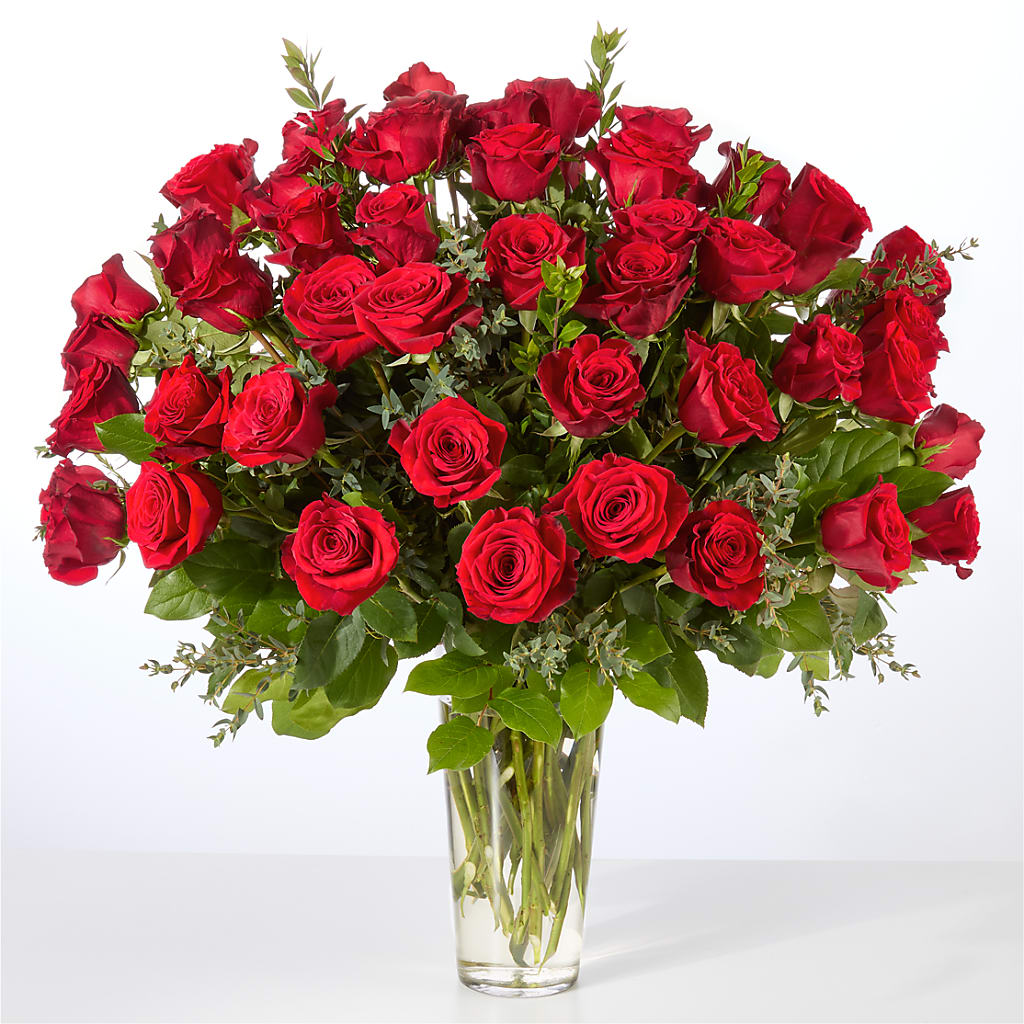 Forever Yours Fifty Stem Red Rose Bouquet –  Coupeville Florist, Coupeville WA